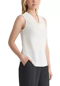 Women's Crepe Sleeveless Cowl Neck Blouse