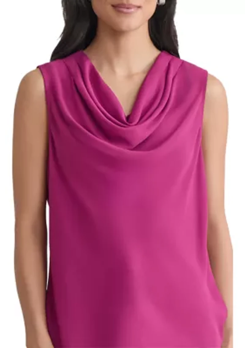 Women's Crepe Sleeveless Cowl Neck Blouse