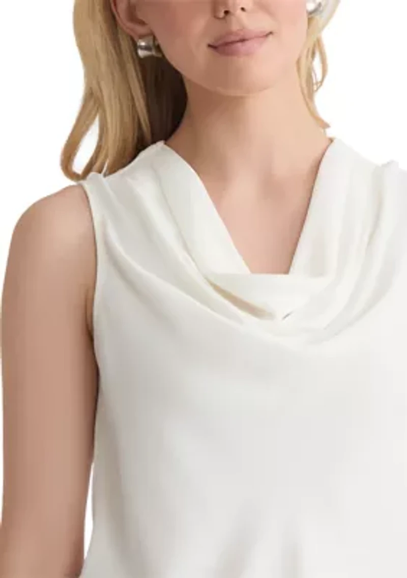 Women's Crepe Sleeveless Cowl Neck Blouse