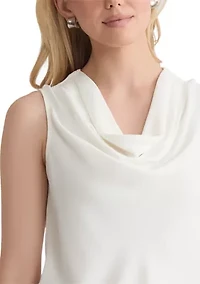 Women's Crepe Sleeveless Cowl Neck Blouse
