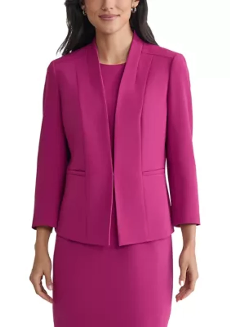 Women's Stretch Crepe Seamed Open Jacket