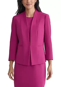 Women's Stretch Crepe Seamed Open Jacket
