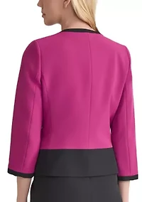 Women's Stretch Crepe Color Block Open Jacket
