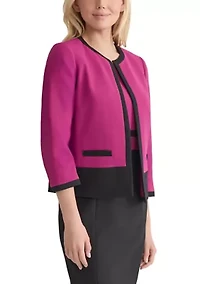 Women's Stretch Crepe Color Block Open Jacket