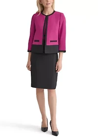Women's Stretch Crepe Color Block Open Jacket
