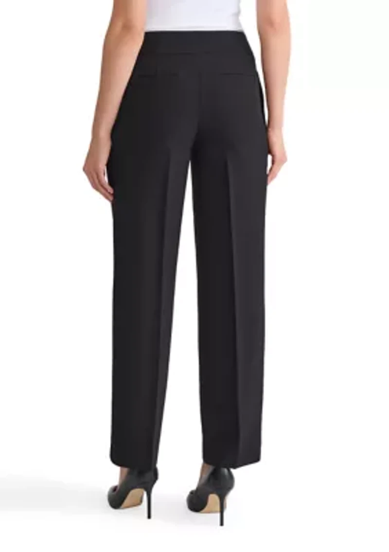 Petite Stretch Crepe Wide Leg Pants