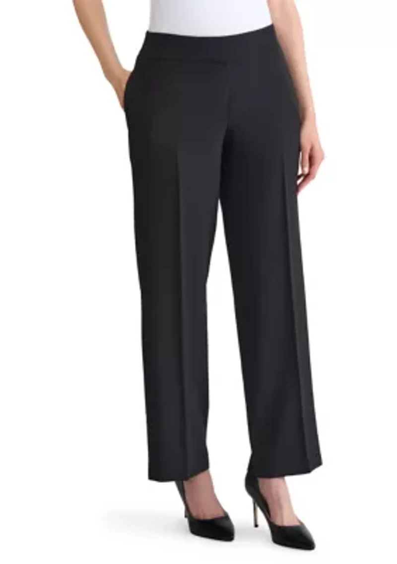 Petite Stretch Crepe Wide Leg Pants