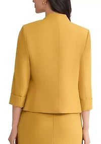 Women's Stretch Crepe Open Front Jacket with Zip Pockets