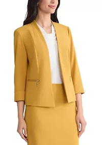 Women's Stretch Crepe Open Front Jacket with Zip Pockets