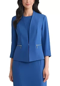 Women's Stretch Crepe Open Jacket with Zip Pockets