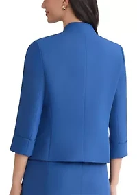 Women's Stretch Crepe Open Jacket with Zip Pockets