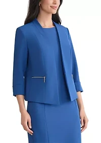 Women's Stretch Crepe Open Jacket with Zip Pockets