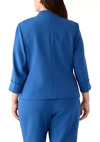 Plus Stretch Crepe Open Jacket with Zip Pockets