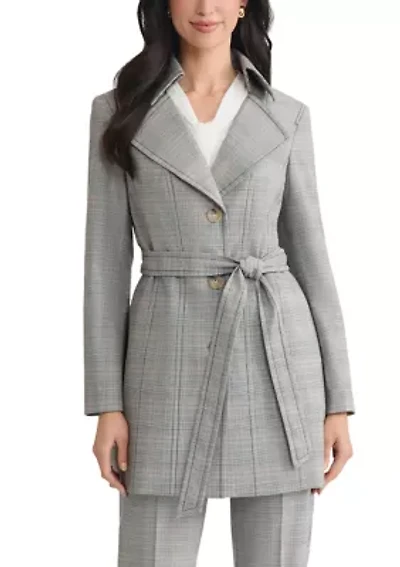 Women's Plaid Belted Trench Coat