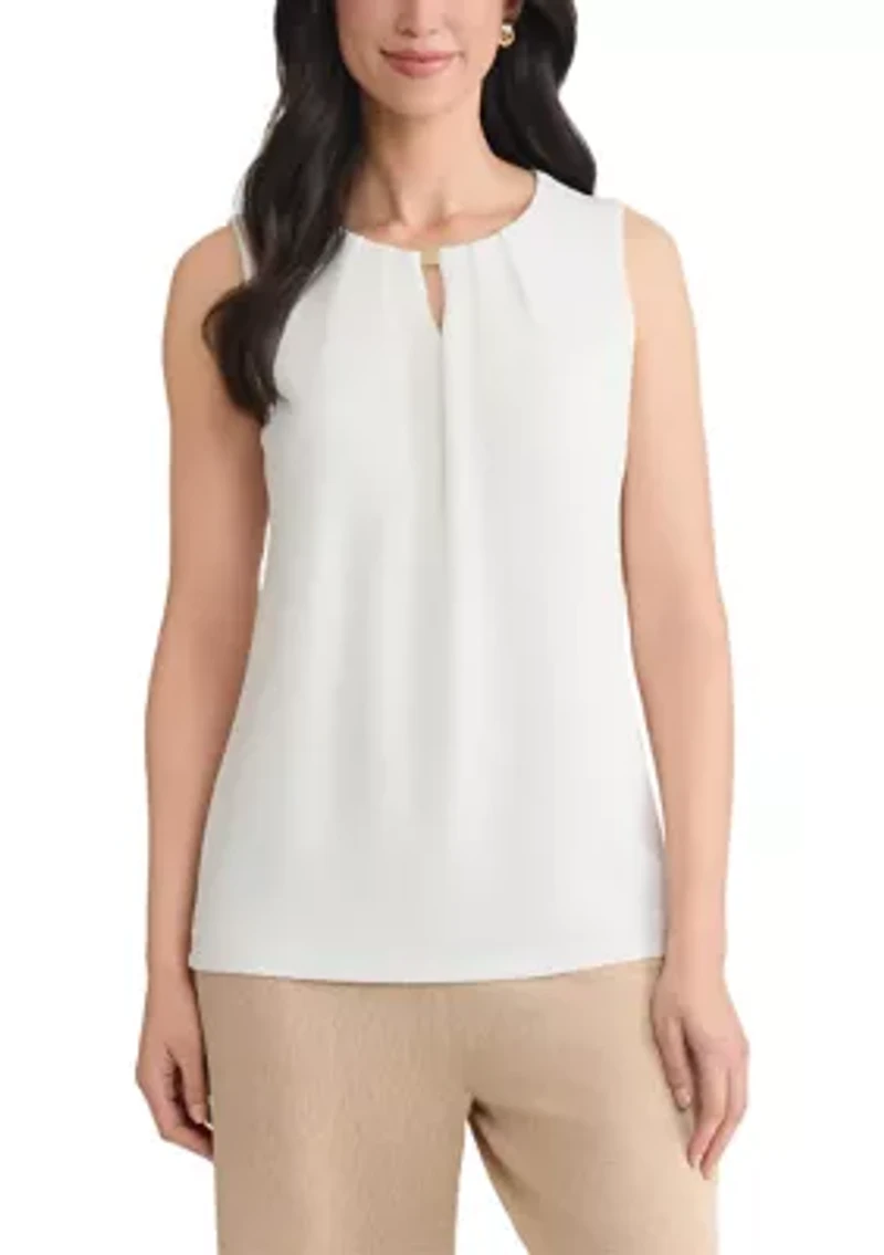 Women's Shimmer Knit Pleat Neck Top