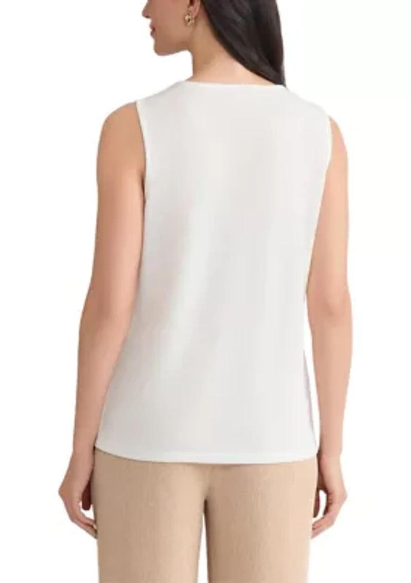 Women's Shimmer Knit Pleat Neck Top