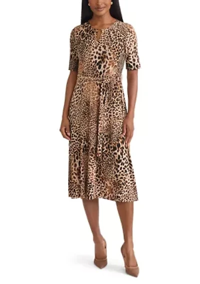 Women's Animal Print Elbow Sleeve Dress