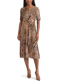 Women's Animal Print Elbow Sleeve Dress