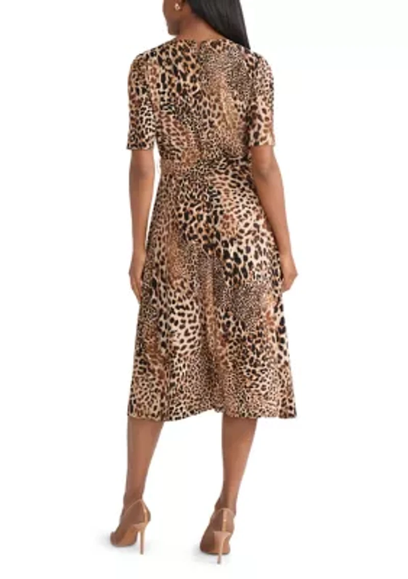Women's Animal Print Elbow Sleeve Dress