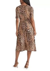 Women's Animal Print Elbow Sleeve Dress