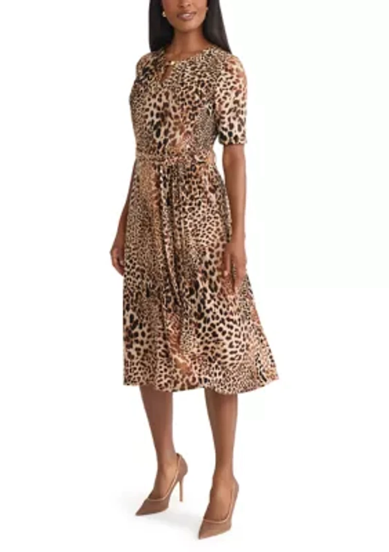 Women's Animal Print Elbow Sleeve Dress