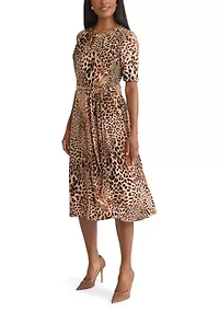Women's Animal Print Elbow Sleeve Dress