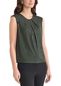 Women's Foil Print Pleat Neck Knit Top
