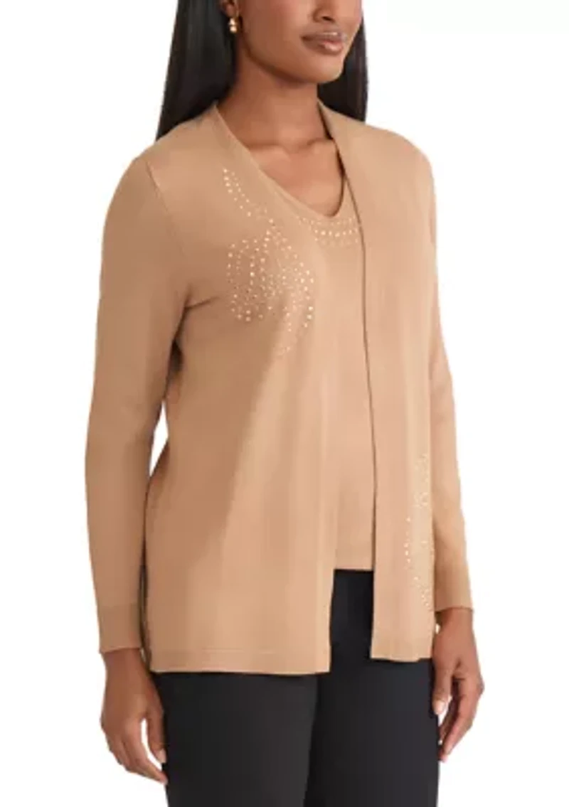 Women's Cardigan with Hot Fix