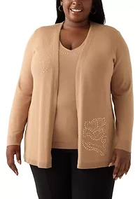 Plus Cardigan with Hot Fix