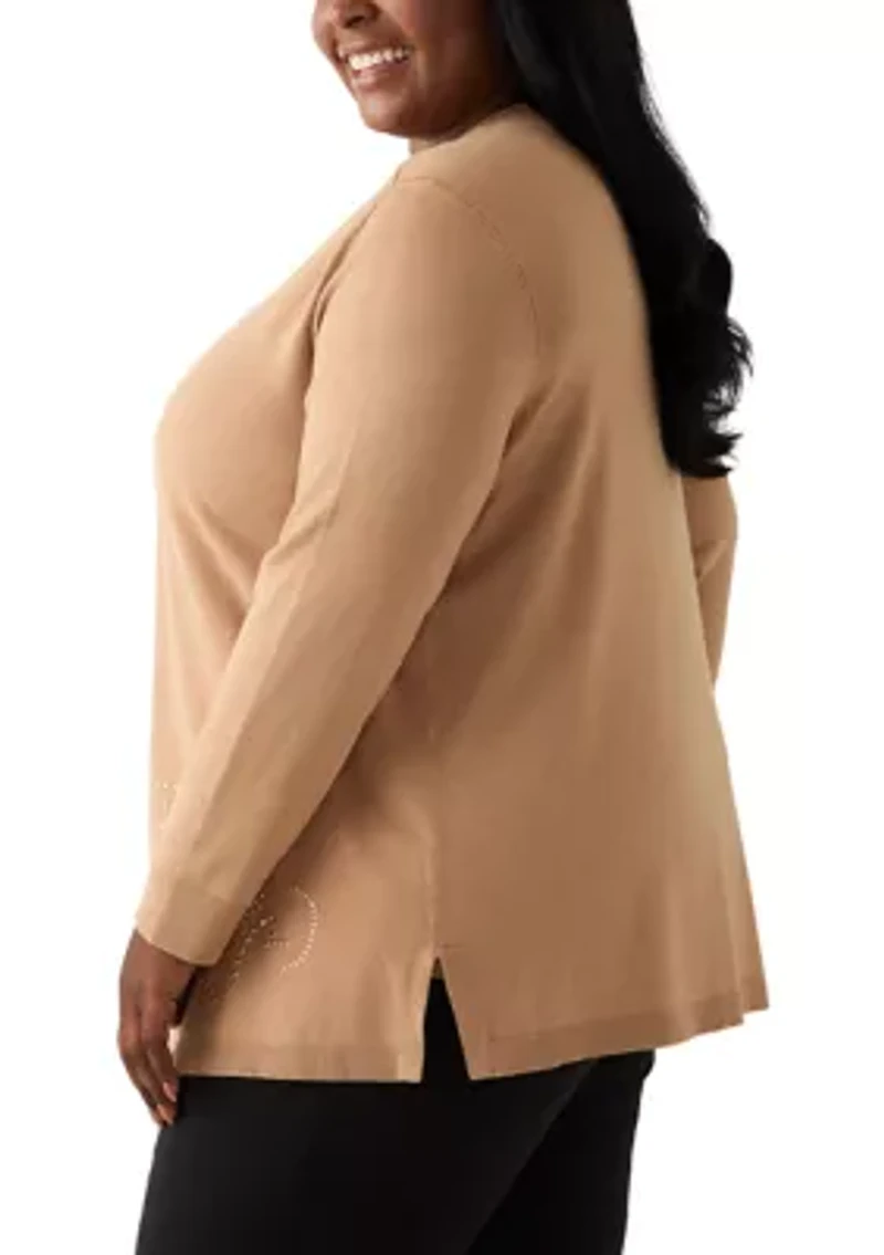 Plus Cardigan with Hot Fix