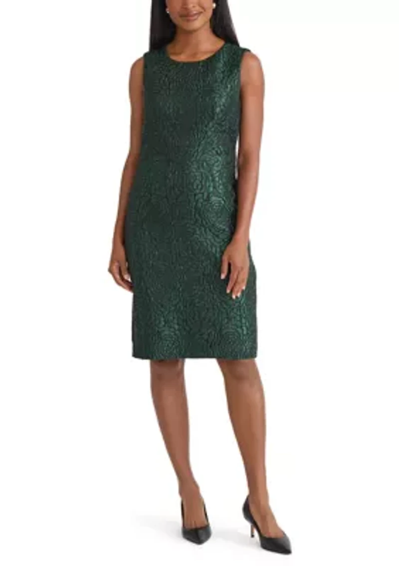 Women's Floral Jacquard Sheath Dress