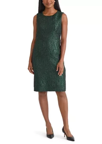 Women's Floral Jacquard Sheath Dress