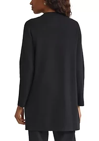 Women's Coatigan with Floral Embroidery