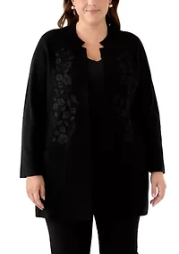 Plus Coatigan with Embroidery