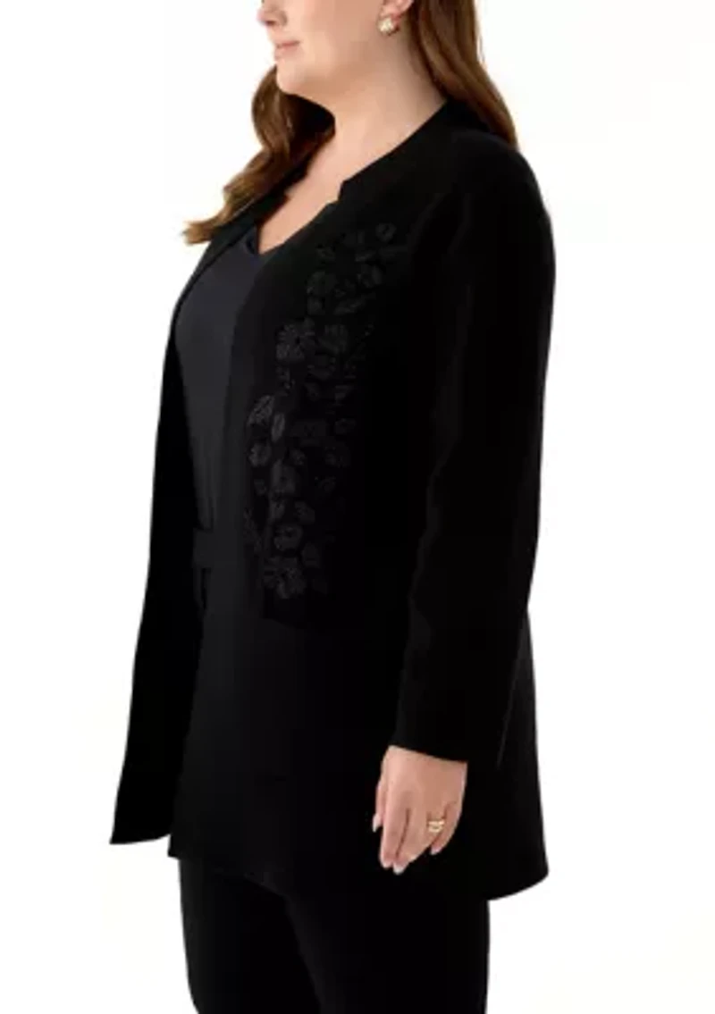 Plus Coatigan with Embroidery