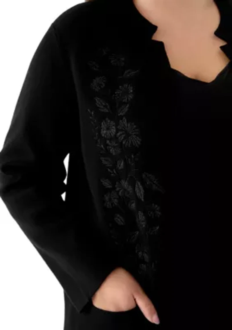 Plus Coatigan with Embroidery