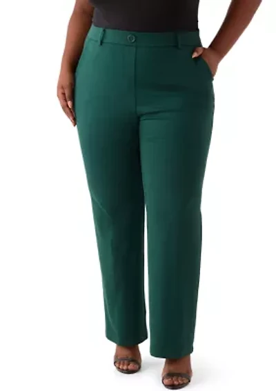 Plus Pull On Faux Fly Trouser Pants