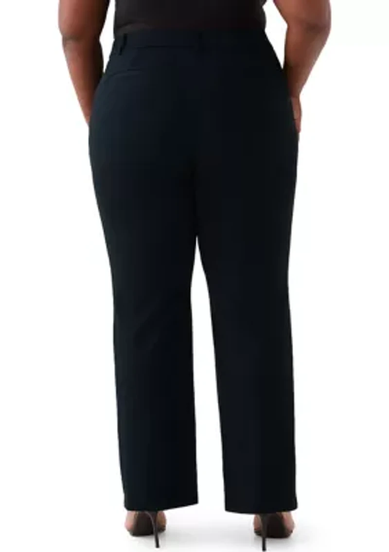 Plus Pull On Faux Fly Trouser Pants