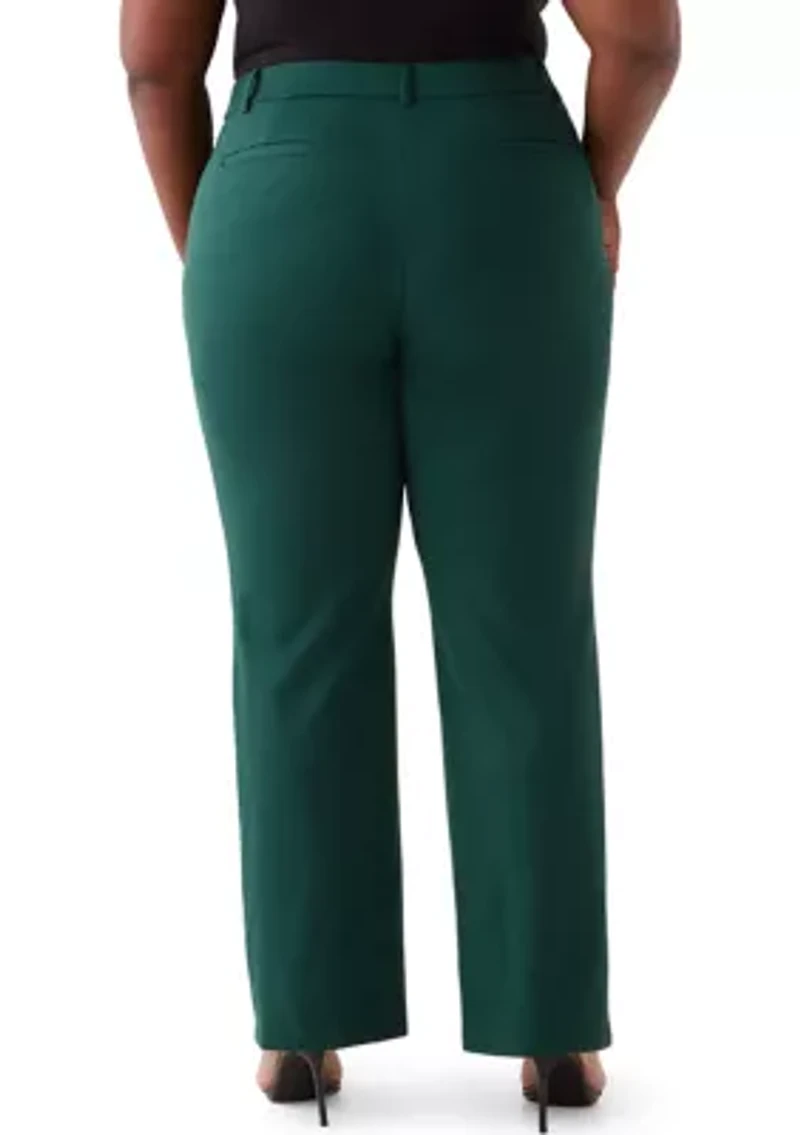 Plus Pull On Faux Fly Trouser Pants