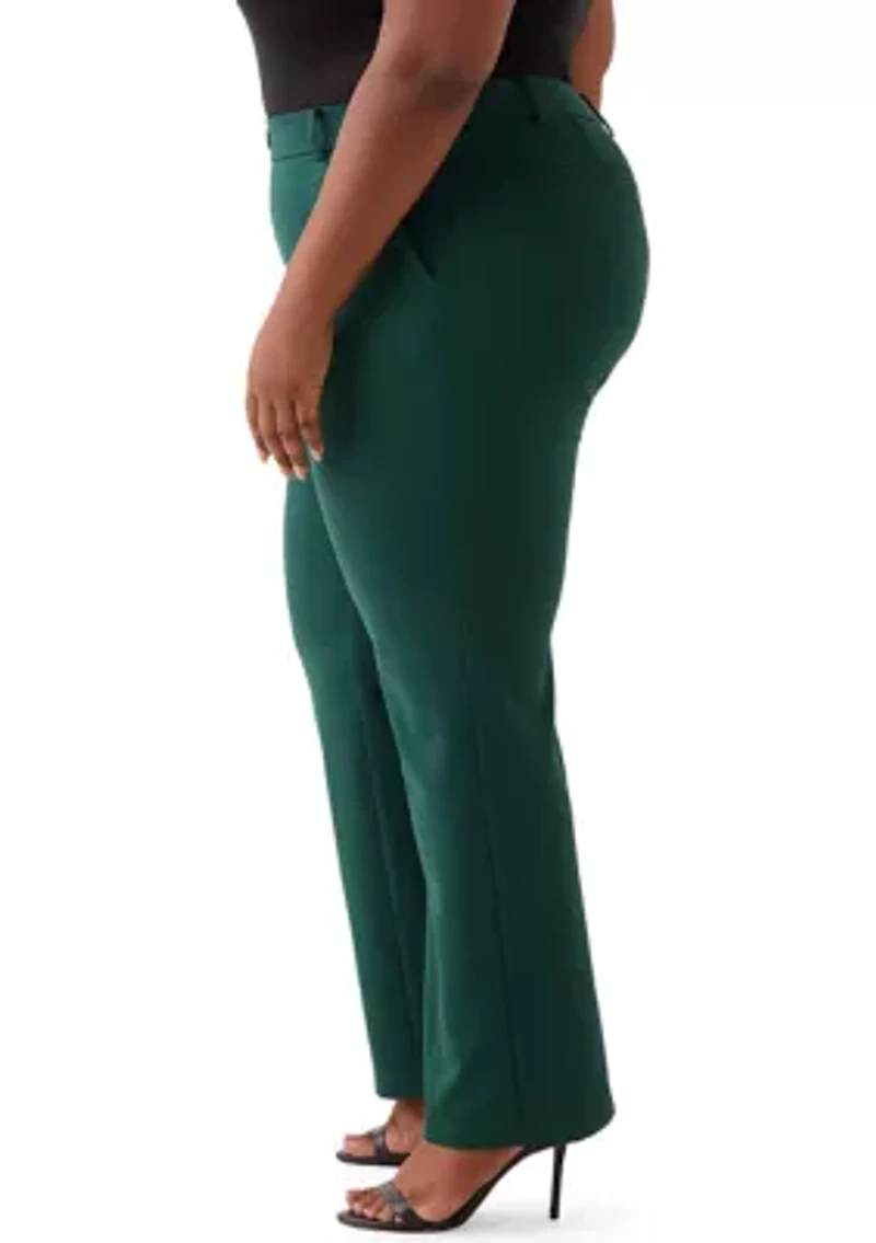 Plus Pull On Faux Fly Trouser Pants