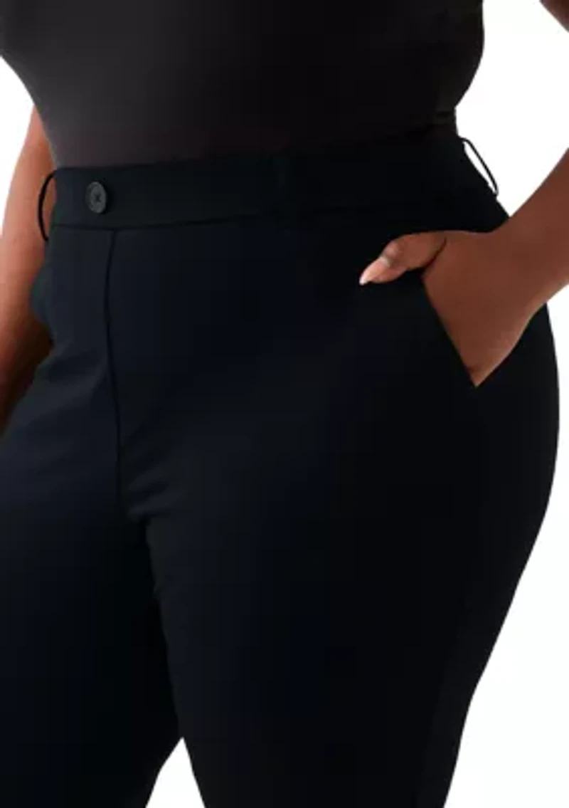 Plus Pull On Faux Fly Trouser Pants