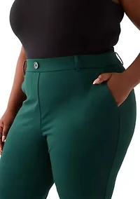 Plus Pull On Faux Fly Trouser Pants