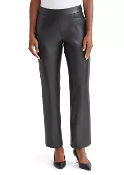 Women's Faux Leather Pull On L-Pocket Pants
