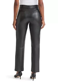 Women's Faux Leather Pull On L-Pocket Pants