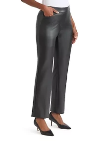 Women's Faux Leather Pull On L-Pocket Pants