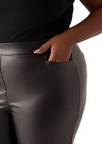 Plus Faux Leather Pull On L-Pocket Pants