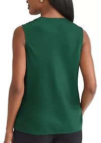 Women's Satin Sleeveless Drape Cowl Neck Blouse