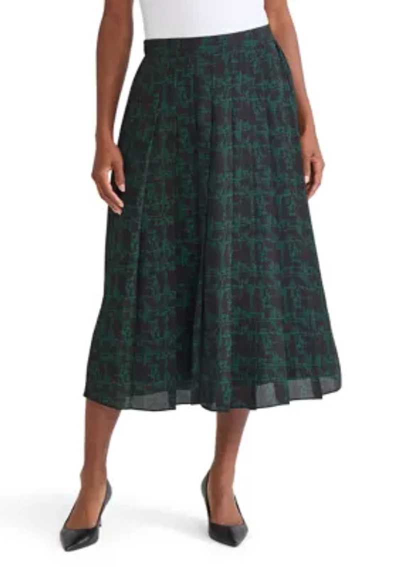 Women's Texture Print Pull On Pleated Skirt