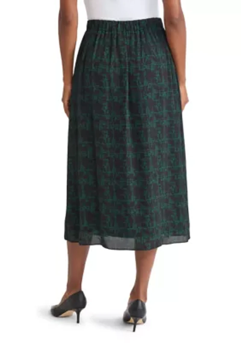 Women's Texture Print Pull On Pleated Skirt