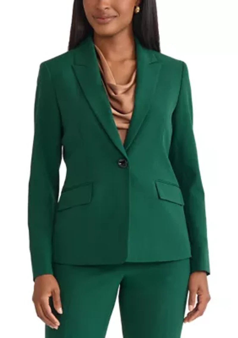 Women's Stretch Crepe One Button Peak Lapel Jacket